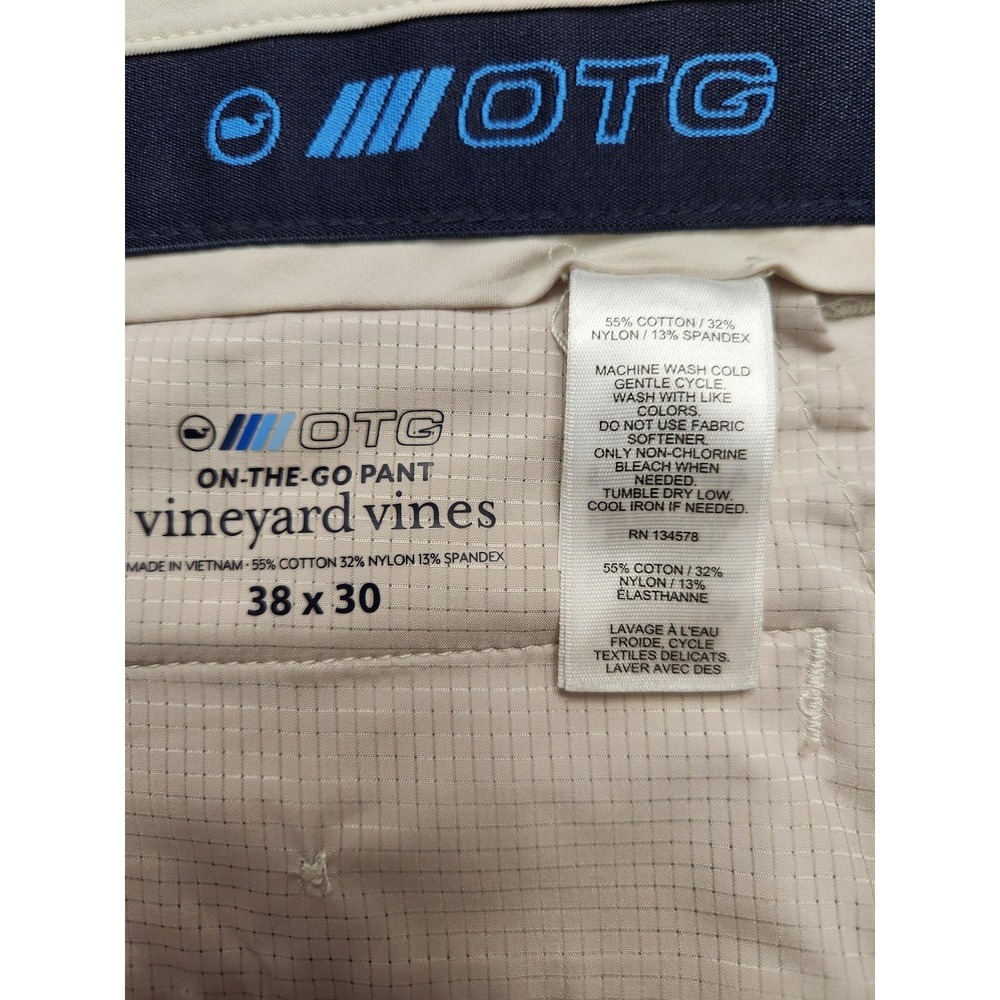 Vineyard Vines‎ OTG On-The-Go Pants Mens 38x30 Beige Stretch Chino Casual - Picture 2 of 9
